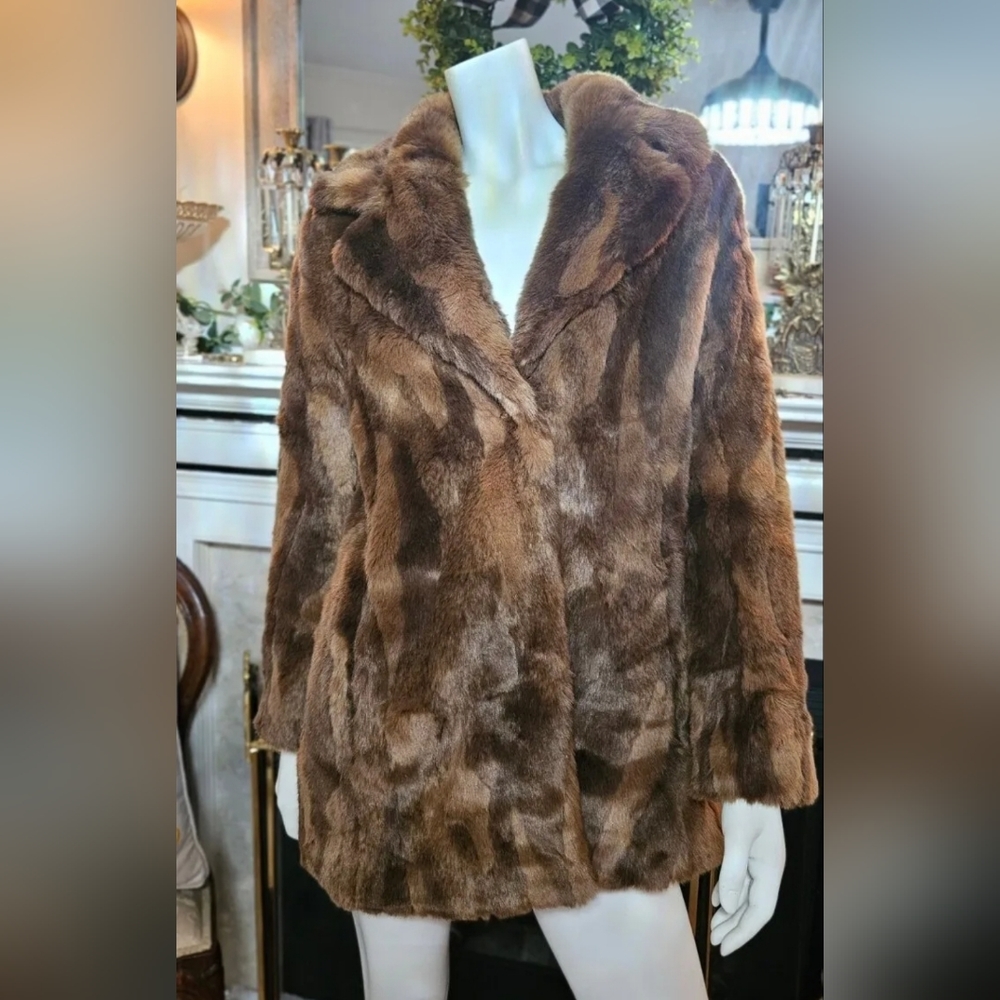 NWT ABERCROMBIE & FITCH BROWN FAUX FUR COAT JACKET WOMEN'S M